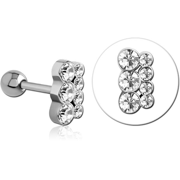 SURGICAL STEEL JEWELLED TRAGUS MICRO BARBELL