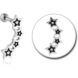SURGICAL STEEL TRAGUS MICRO BARBELL WITH ENAMEL - FOUR STARS