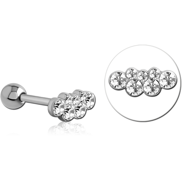 SURGICAL STEEL JEWELLED TRAGUS MICRO BARBELL