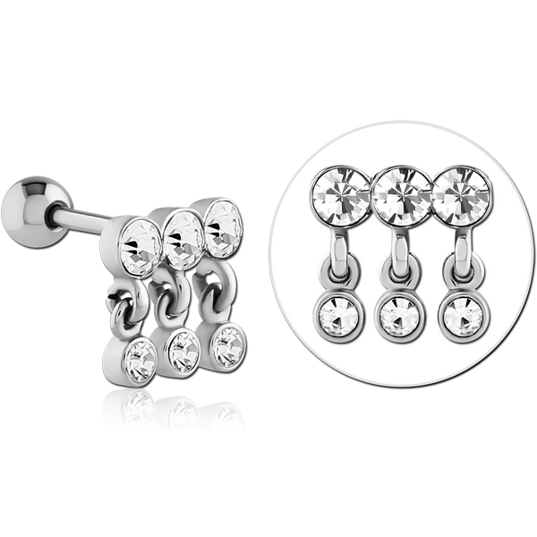 SURGICAL STEEL JEWELLED TRAGUS MICRO BARBELL