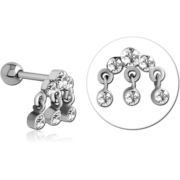 SURGICAL STEEL JEWELLED TRAGUS MICRO BARBELL