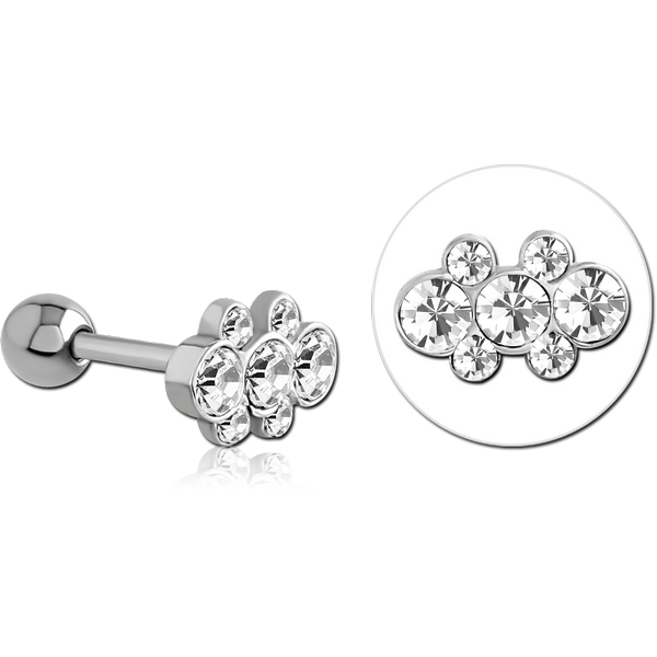 SURGICAL STEEL JEWELLED TRAGUS MICRO BARBELL