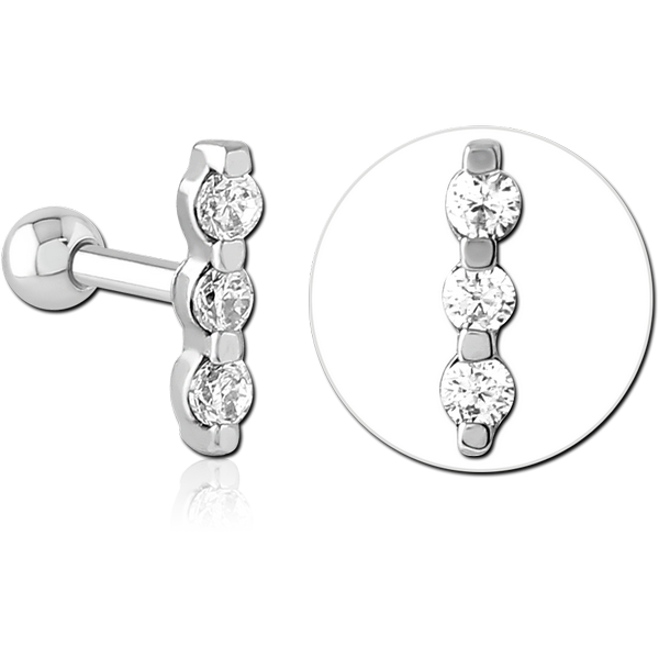 SURGICAL STEEL JEWELLED TRAGUS MICRO BARBELL