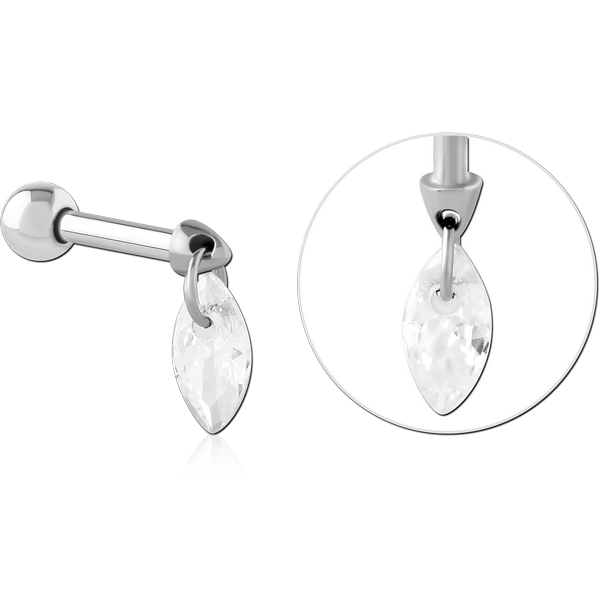 SURGICAL STEEL MICRO BARBELL WITH JEWELLED CHARM