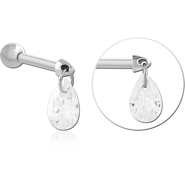 SURGICAL STEEL MICRO BARBELL WITH JEWELLED CHARM