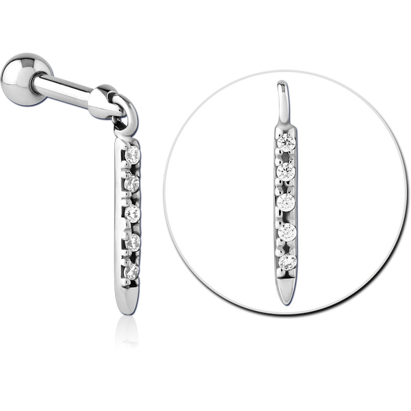 SURGICAL STEEL MICRO BARBELL WITH JEWELLED CHARM