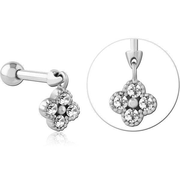SURGICAL STEEL MICRO BARBELL WITH JEWELLED CHARM