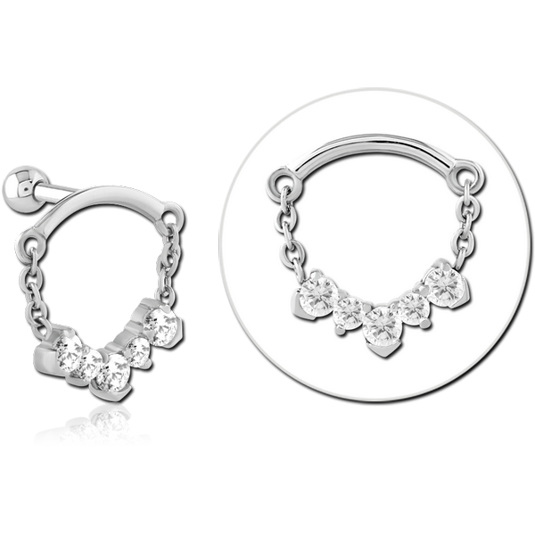 SURGICAL STEEL MICRO BARBELL WITH JEWELLED CHARM