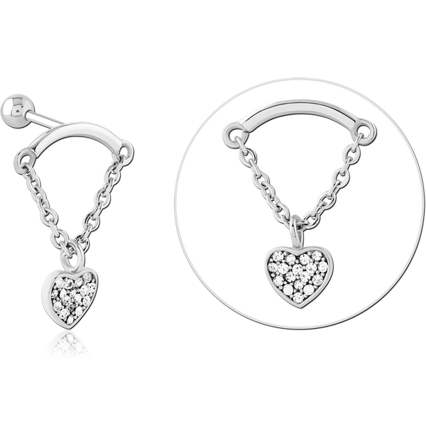 SURGICAL STEEL MICRO BARBELL WITH JEWELLED CHARM