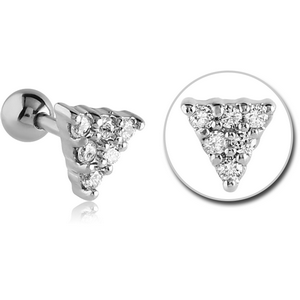 SURGICAL STEEL JEWELLED TRAGUS MICRO BARBELL - TRIANGLE