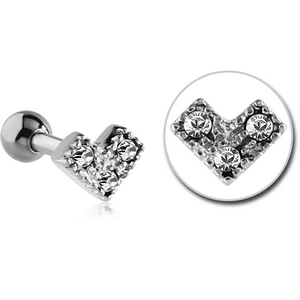 SURGICAL STEEL JEWELLED TRAGUS MICRO BARBELL - HEART V