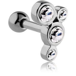 SURGICAL STEEL JEWELLED TRAGUS MICRO BARBELL - FIVE DISKS