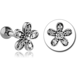 SURGICAL STEEL JEWELLED TRAGUS MICRO BARBELL - FLOWER