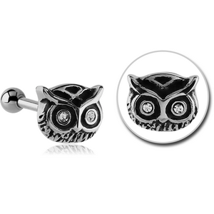 SURGICAL STEEL JEWELLED TRAGUS MICRO BARBELL - OWL