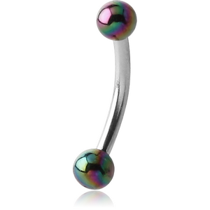 SURGICAL STEEL CURVED MICRO BARBELL WITH AB COATED UV ACRYLIC BALLS