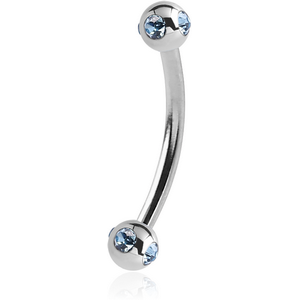SURGICAL STEEL CURVED MICRO BARBELL WITH SATELLITE JEWELLED BALLS