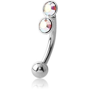 SURGICAL STEEL JEWELLED FANCY CURVED MICRO BARBELL