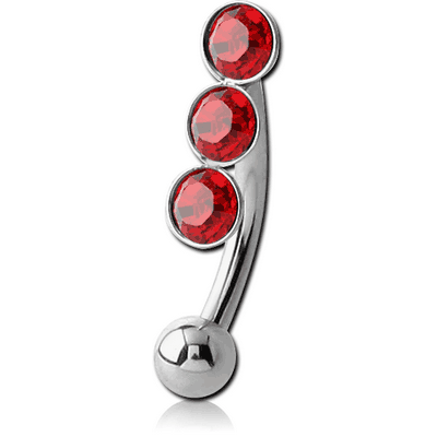 SURGICAL STEEL VALUE JEWELLED FANCY CURVED MICRO BARBELL-3 STONES