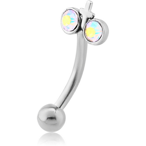 SURGICAL STEEL JEWELLED FANCY CURVED MICRO BARBELL
