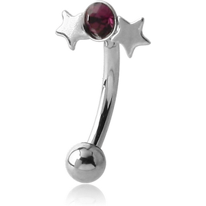 SURGICAL STEEL JEWELLED STARS FANCY CURVED MICRO BARBELL