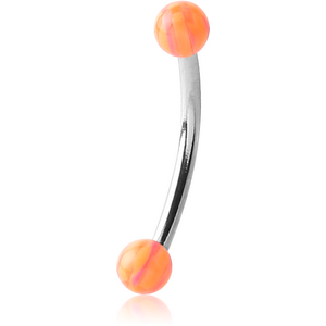 SURGICAL STEEL CURVED MICRO BARBELL WITH PSYCHEDELIC UV MICRO BALL