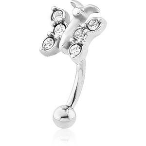 SURGICAL STEEL JEWELLED FANCY CURVED MICRO BARBELL - BUTTERFLY
