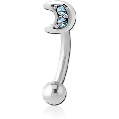 SURGICAL STEEL JEWELLED FANCY CURVED MICRO BARBELL - CRESCENT PRONGS