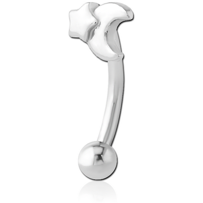 SURGICAL STEEL FANCY CURVED MICRO BARBELL - CRESCENT AND STAR