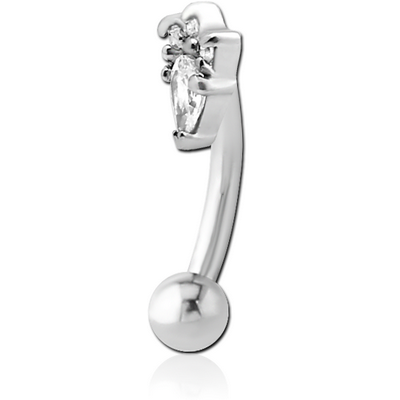 SURGICAL STEEL JEWELLED FANCY CURVED MICRO BARBELL - JESTER HAT