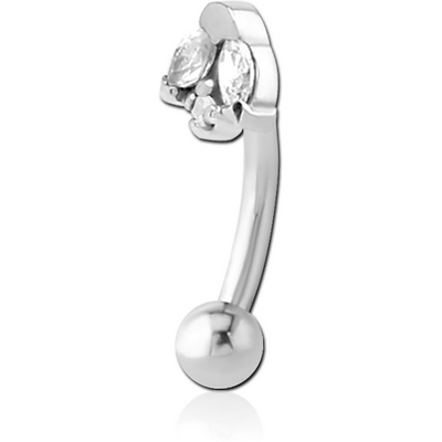 SURGICAL STEEL JEWELLED FANCY CURVED MICRO BARBELL