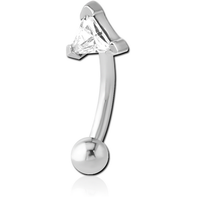 SURGICAL STEEL JEWELLED FANCY CURVED MICRO BARBELL - TRIANGLE