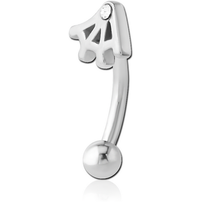 SURGICAL STEEL JEWELLED FANCY CURVED MICRO BARBELL - WEB