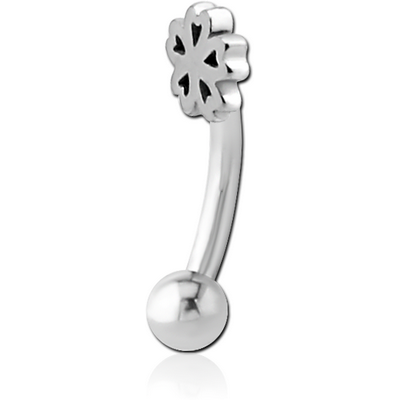 SURGICAL STEEL FANCY CURVED MICRO BARBELL - CLOVER
