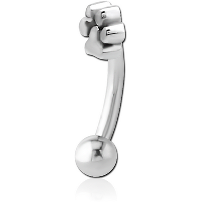 SURGICAL STEEL FANCY CURVED MICRO BARBELL - PLAIN ANIMAL PAW