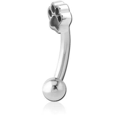 SURGICAL STEEL FANCY CURVED MICRO BARBELL - ANIMAL PAW INDENT