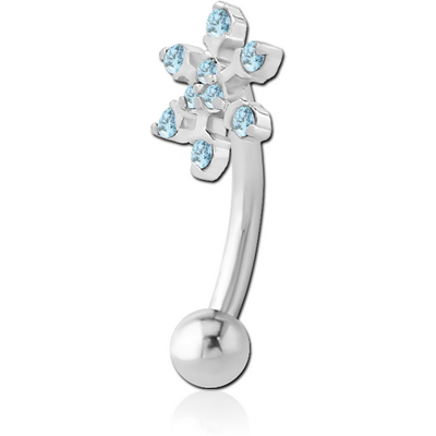SURGICAL STEEL JEWELLED FANCY CURVED MICRO BARBELL - SNOWFLAKE