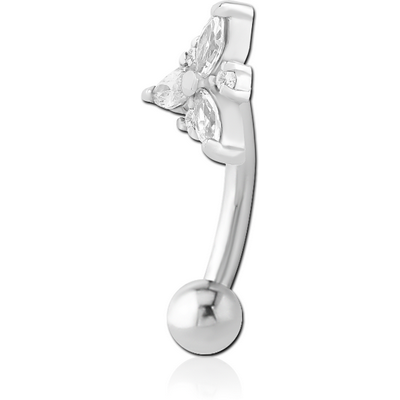 SURGICAL STEEL JEWELLED FANCY CURVED MICRO BARBELL - TRINITY