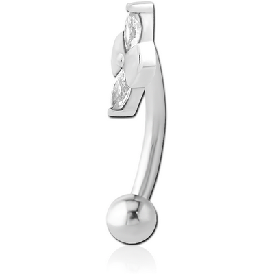 SURGICAL STEEL JEWELLED FANCY CURVED MICRO BARBELL - BOW TIE