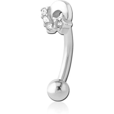 SURGICAL STEEL JEWELLED FANCY CURVED MICRO BARBELL - PLAIN MOON AND STARS