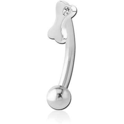 SURGICAL STEEL JEWELLED FANCY CURVED MICRO BARBELL - BONE