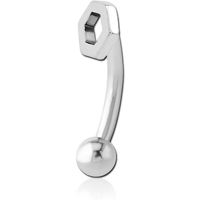 SURGICAL STEEL FANCY CURVED MICRO BARBELL - HEXAGONE