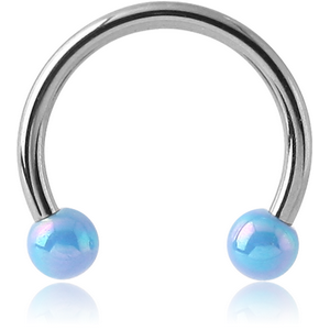 SURGICAL STEEL MICRO CIRCULAR BARBELL WITH AB COATED NEON BALLS