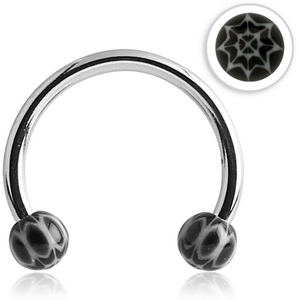 SURGICAL STEEL MICRO CIRCULAR BARBELL WITH UV ACRYLIC WEB BALLS