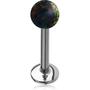 SURGICAL STEEL MICRO LABRET WITH SYNTHETIC OPAL BALL