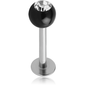 SURGICAL STEEL MICRO LABRET WITH jewelled UV ACRYLIC BALL