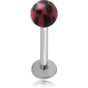 SURGICAL STEEL MICRO LABRET WITH UV LEOPARD BALL