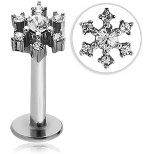 SURGICAL STEEL MICRO LABRET WITH JEWELLED ATTACHMENT - FLOWER