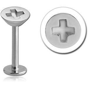 SURGICAL STEEL MICRO LABRET WITH ATTACHMENT - SCREW HEAD