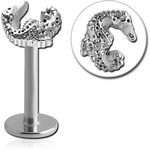 SURGICAL STEEL MICRO LABRET WITH ATTACHMENT - SEAHORSE