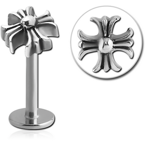SURGICAL STEEL MICRO LABRET WITH ATTACHMENT - FLOWER